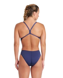 Maillot De Bain Arena Femme Team Dos Challenge Uni Bleu Marine Et Blanc -Équipement De Natation 004766 750 womens team swimsuit challenge solid 002 o
