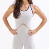 Combinaison De Natation Femme Finis Rival Dos Ouvert Blanche Et Or