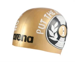 Bonnet Silicone De Natation Arena Poolish Moulded Disc Record Gold