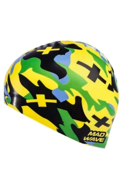 Bonnet Silicone De Natation Madwave CAMOUFLAGE Jaune -Équipement De Natation mad wave silikon yetiskin yuzucu bonesi m0550 07 0 86w 0936599304204784